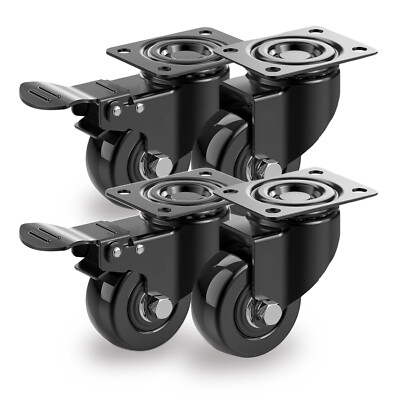 4x Schwerlast Lenkrolle Rollen Rollwagen Möbelrolle Gummi 200 kg 50 mm