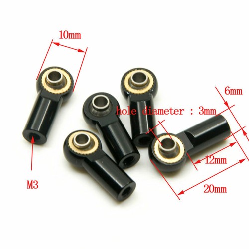 10pcs Aluminum M3 Link Rod End Ball Joint for 1/10th RC Car Crawler Buggy Black - Picture 2 of 6