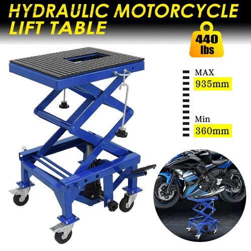 Hydraulic Scissor 440 LBS Bike Motorcycle Lift Table With 4 Wheel Motorbike ATV