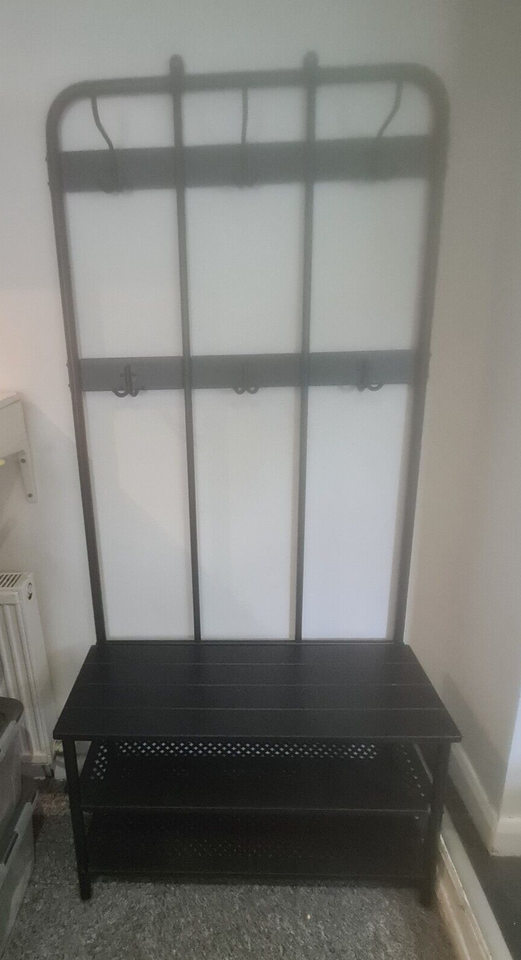 IKEA PINNIG Coat Rack with Shoe Storage Bench Black eBay