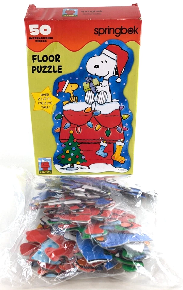 Vtg Springbok Snoopy Woodstock Doghouse Puzzle – 50 Pc Christmas 2.5' Wide - Image 3 of 3