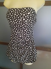Vintage Gabar Swimsuit Bathing Suit Sz 10 Vamp Polka Dot Front Skirt USA Women  s