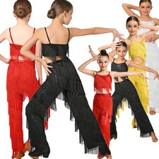 Girls Dancewear Performance Outfits Jazz Ballroom Stage Camisole Tops Cha Cha