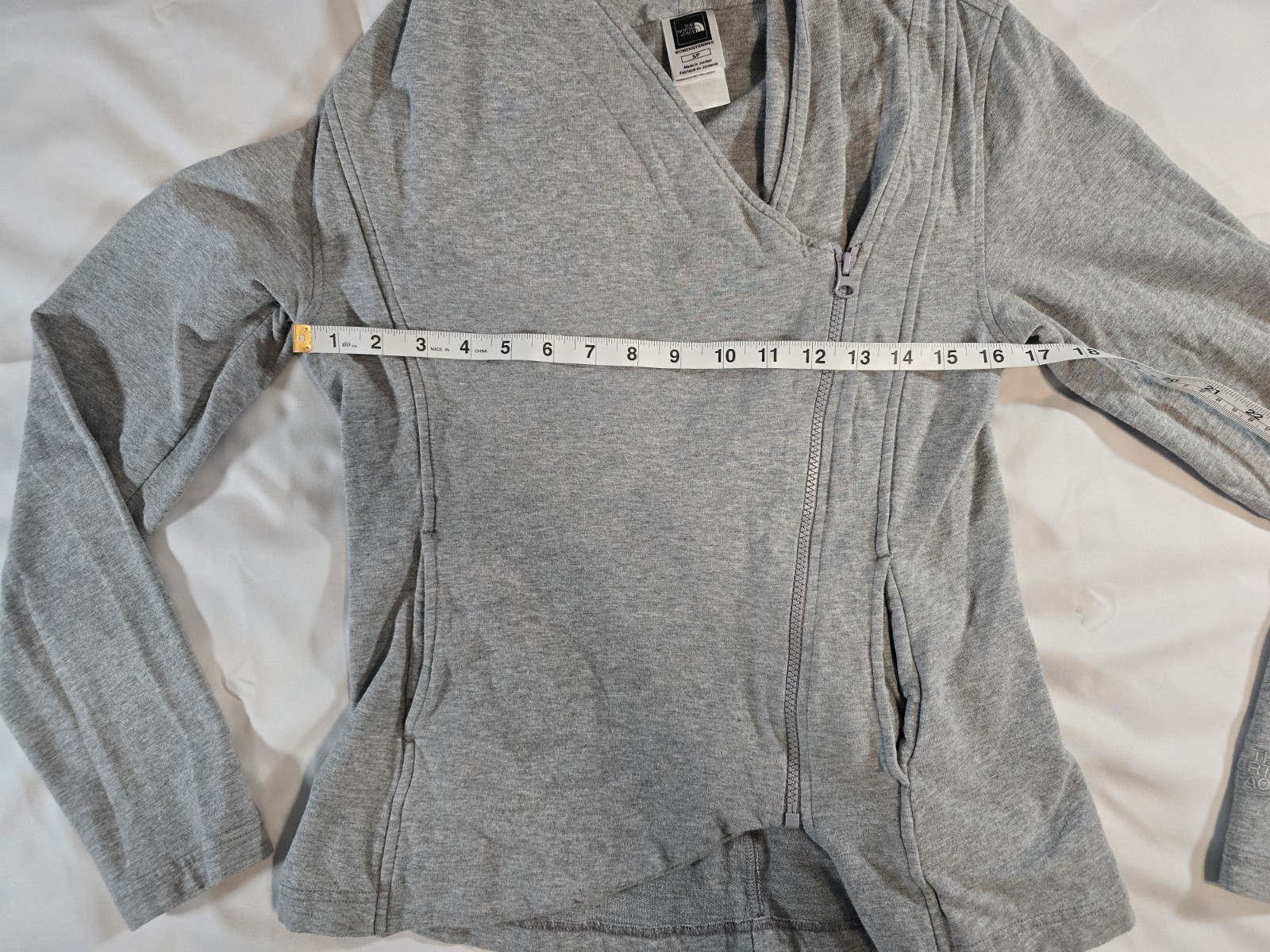 The North Face Womens Small Gray Asymmetrical Zip Hoodie Jacket Soft Stretch thumbnail 3