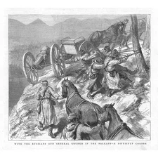 RUSSO TURKISH WAR Scene with the Russians in the Balkans - Antique Print 1877