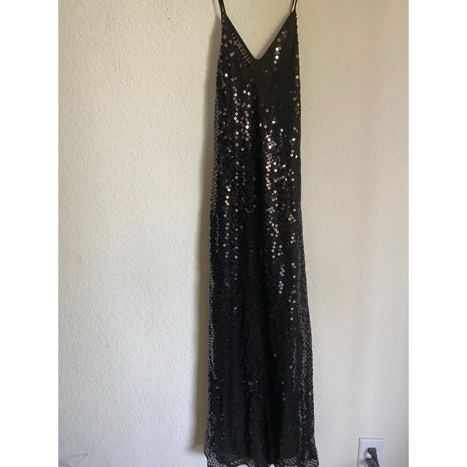 UNDERCOVER Raro abito formale Victoria’s Secret anni 90 elegante nero paillettes incrociate schiena S
