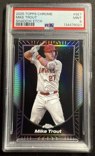 Mike Trout - Shadow Etch - 2025 Topps Chrome #SE-7 Los Angeles Angels SP PSA 9