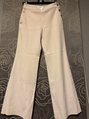 CHANEL Authentic Long Pants Stripe Coco Button Logo Slacks Damenbekleidung