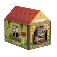 SEKAM Cardboard Cat House with Scratcher/Catnip, 16.5''L x 12''W x 15''H, For...