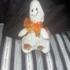2006 Ty Beanie Baby Ghoulish the Halloween Ghost Pumpkins 7" Plush