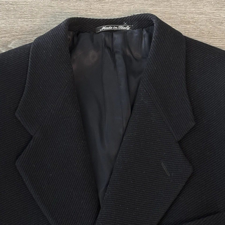 Mani By Armani Men's Wool/Cashmere Trench Coat Size 40 R Made In Italy Black - Image 3 of 4