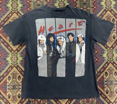 Vintage 1986 Heart Band T-Shirt Size Large World Tour Black Rock