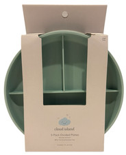 New Cloud Island 3 Pack Divided Children  s Plates Green Gray Mint BPA FREE