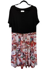 Women's Fun Holiday Cat Short Sleeve Dress Pinup Fashion Size 22 Fits Like 2X