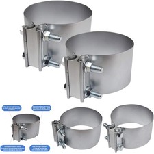 2 Pack 4 Inch Aluminized Steel Exhaust Clamp Leak Free Butt Joint