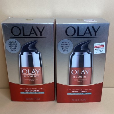 2x Olay REGENERIST Micro Sculpting Serum Fragrance Free -Advance Anti-Agi 1.7oz