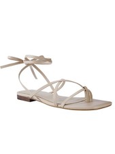 MARC FISHER Womens Beige Strappy Latent Square Toe Thong Sandals Shoes 6.5 M