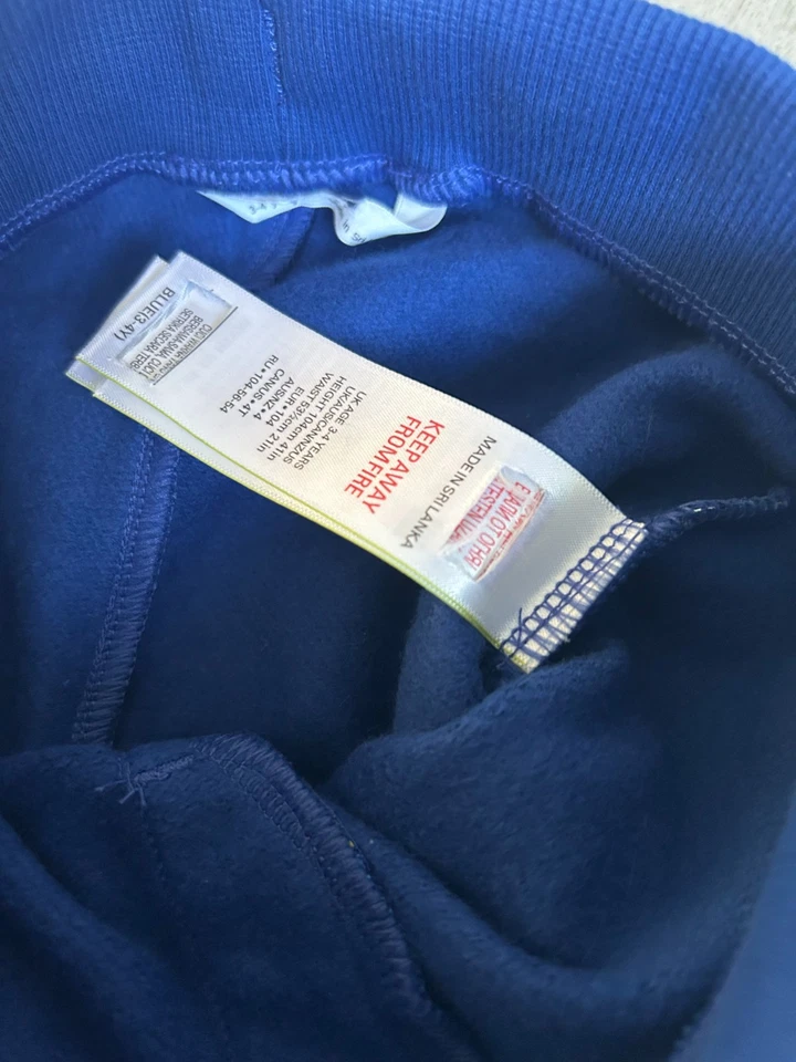 Boys Marks Car Joggers Blue Fleece Lined Cosy Cotton Rich Slim Leg Bottms NEW - Image 3 of 4