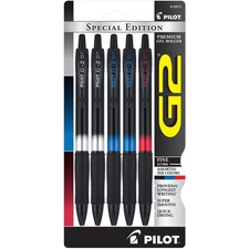 Pilot G2 Metal Gradation Collection Premium Gel Ink Pen, Black, Blue, Red Ink,
