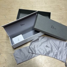 CHRISTIAN DIOR Hard Eyeglass Case ONLY Glasses White With Box Cloth Slip Case