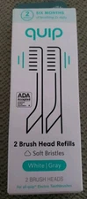 2 QUIP Brush Head Refills Soft Bristles White/Grey New In Sealed Box