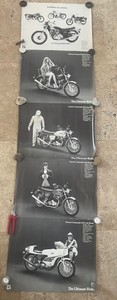 5 Vintage Norton/Triumph British motorcycle posters/850 Commando/Trident