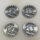 1958-D 50c Franklin Silver Half Dollars, Four (4) coins
