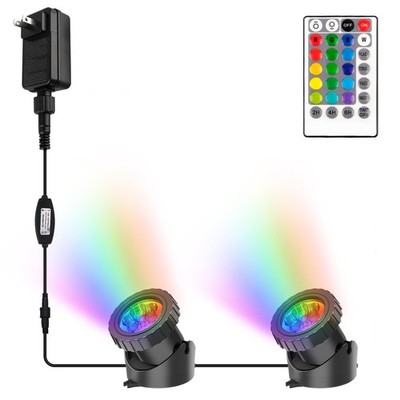 RGB Pond Lights with Timer, LED Underwater Submersible Colorful Landscape Spo...