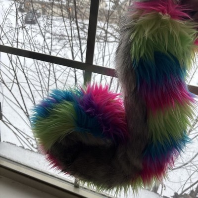 Rainbow Sparkle Dog Fursuit Tail