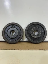 Vintage Circle T  Barbell Plates  Pair of 2.5 Pound Standard Weight Plates Black