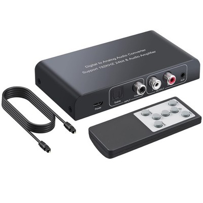 Compact 192kHz Digital to Analog Converter with Remote: RCA and Optical Output
