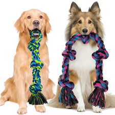 Heavy Duty Dog Rope Tug Toys 2 Pack Cotton Chew Toys for Large Breed Dogs