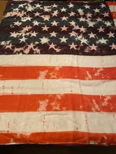 Vtg American Flag Lightweight Chiffon Oversized Scarf/Wrap/Sarong/Coverup 80x40”