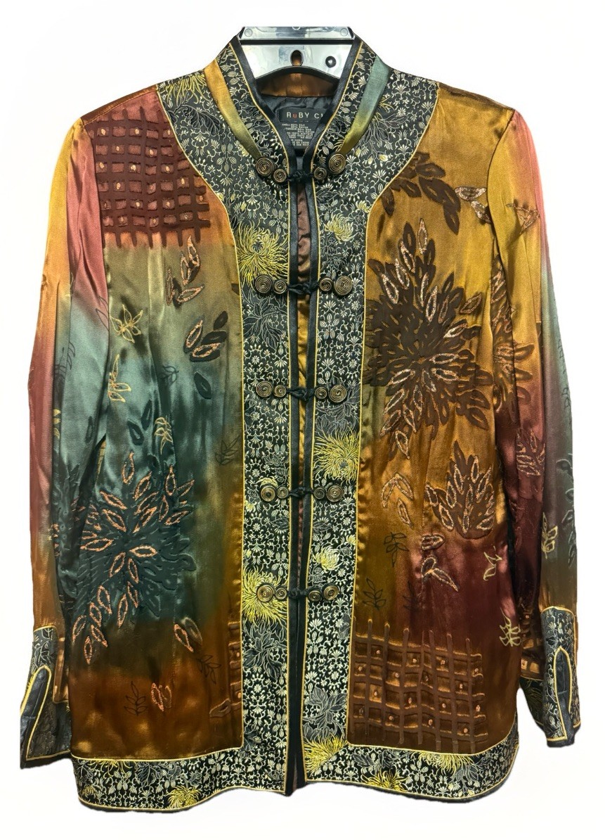 Ruby Cho SIlk Blend M Size Jacket Frog Buttons Ma… - image 1