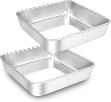 8 X 8 Inch Square Cake Pan, Stainless Steel Baking Pan for Lasagna Brownies Cass