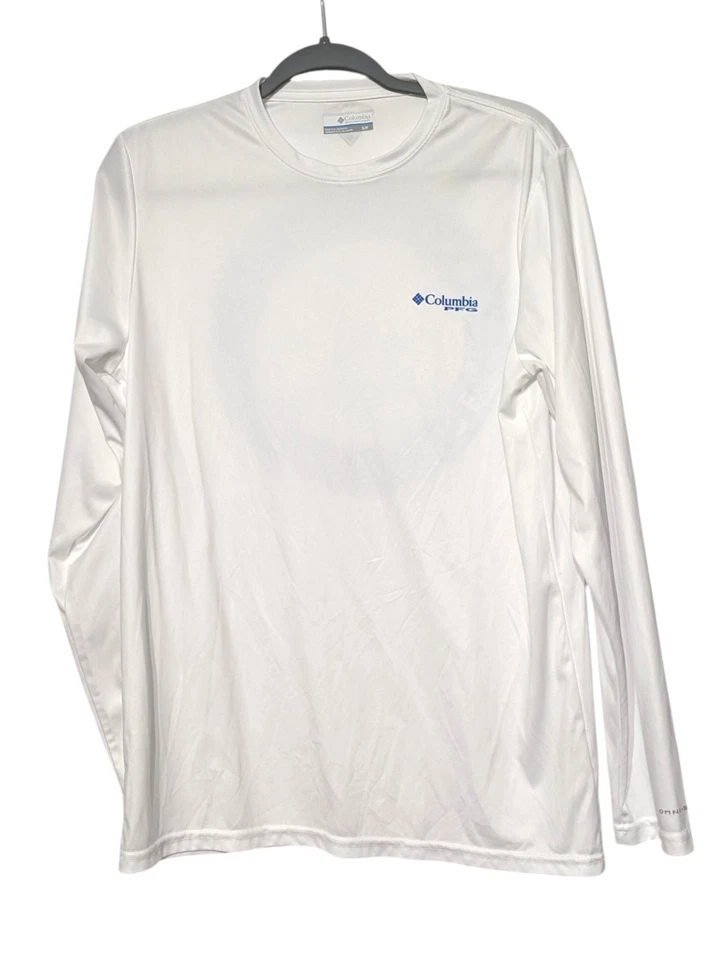 COLUMBIA PFG Mens Shirt Size S Long Sleeve Omni Shade Fishing UPF 50 White  - Image 2 of 4