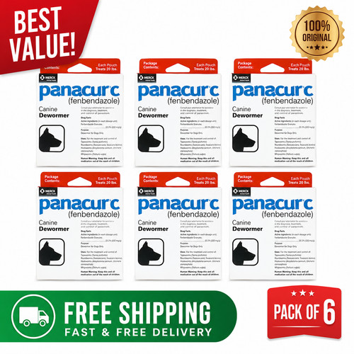PACK OF 6 Panacur C 4 gram Canine 40lbs Dewormer Treatment 3 packets Exp 01/2027