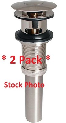 *2 Pack* Keeney Universal Button Bathroom Sink Drain w/ Overflow, Brushed Nickel