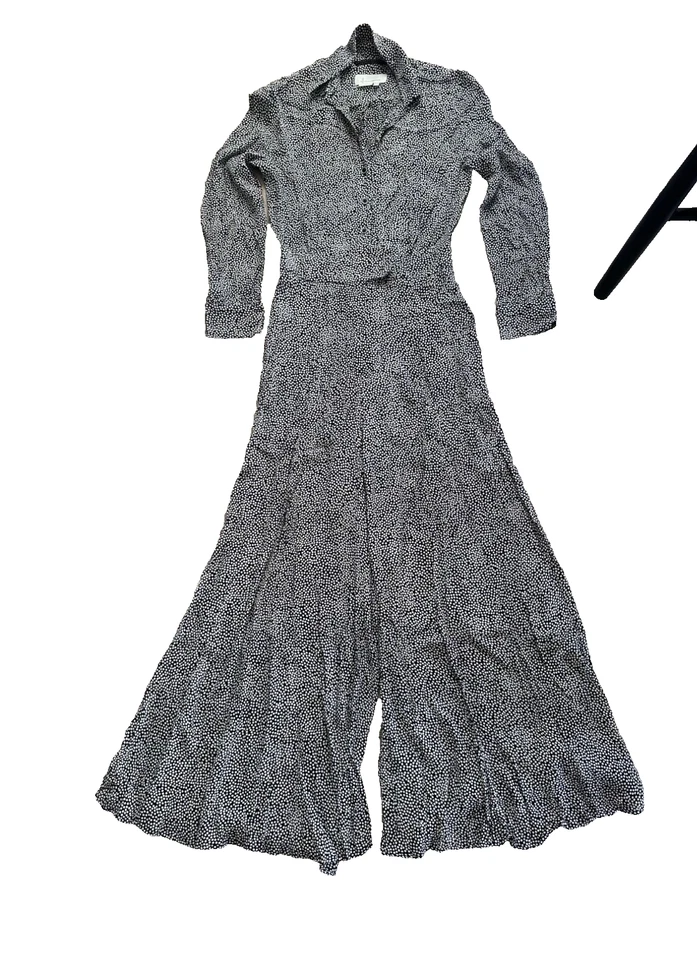 Mono para mujer Anthropologie 0 Loveland pierna ancha blanco y negro bolsillos boho Foto 2 de 4