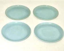 4 Vintage 1950s Anchor Hocking Fire King Blue Delphite 7 1/4 in Salad Plates