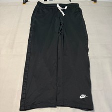 VTG Y2K Nike Men Mesh Track Pant Black Wide Baggy Skate Basketball Swoosh-L-8095