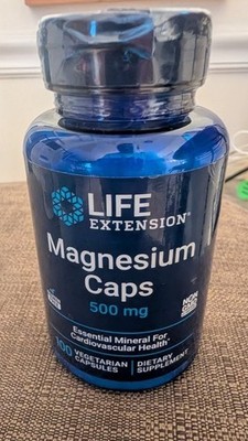 Life Extension Magnesium Caps 500 mg - 100 Vegetarian Capsules - Exp 11/2027