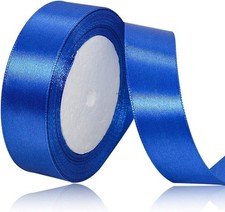 Blue Satin Ribbon 1 Inch X 25 Yards, Solid Color Fabric Ribbon for Gift Wrapping