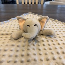 Pro Goleem Gray Elephant Lovey Security Blanket Minky Dot Satin Back Baby Toy