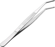 uxcell 8-Inch Stainless Steel Tweezers with Curved 8 Inch, Tip, Silver