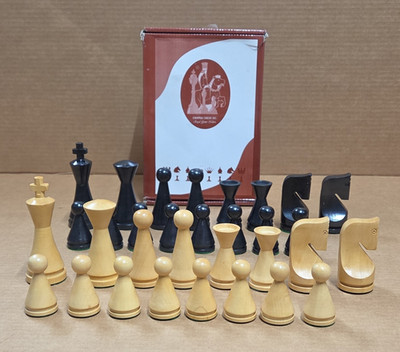 Chopra Chess Inc. Wooden Chess Pieces Set 32pc Black/Natural w/ Storage Box
