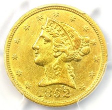 1852-C Liberty Gold Half Eagle $5 - PCGS AU Details - Rare Charlotte Gold Coin!