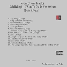 Rap/Hip-Hop.. White CD. $uicideBoy$ - I Want To Die In New Orleans [Dirty Album]