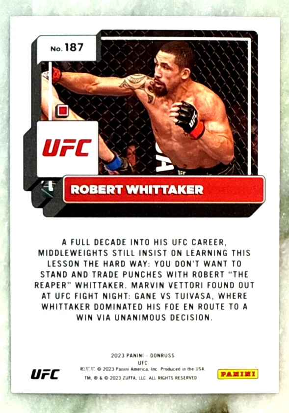 Robert Whittaker 2023 Panini Donruss UFC Middle Weight Holo Orange Laser - #187 - Image 4 of 4