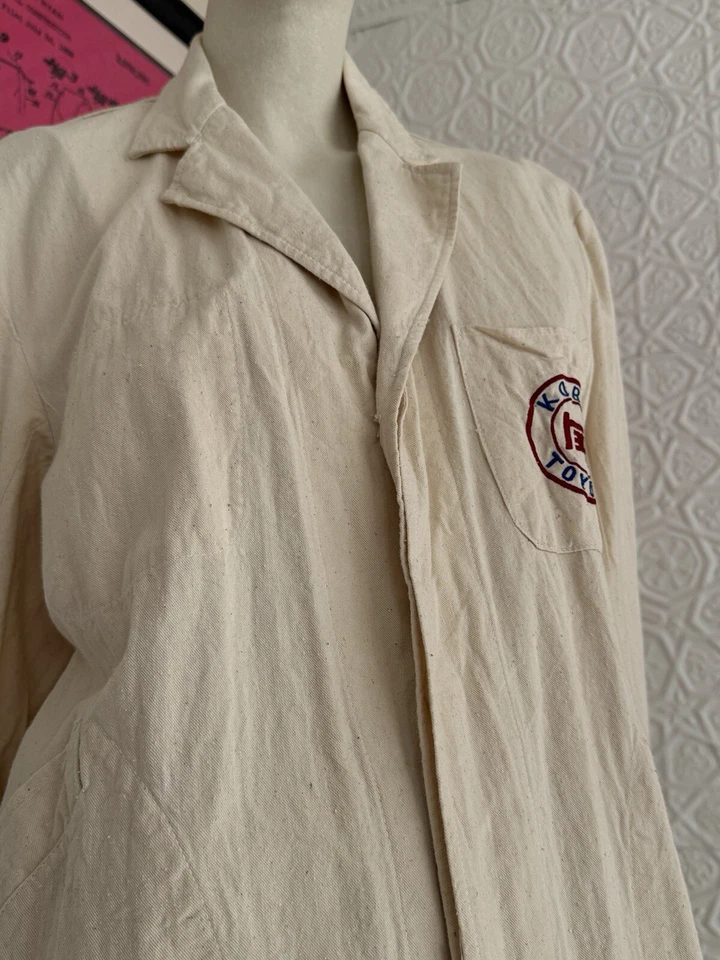 Chaqueta de taller Toyota vintage-plumero-natural-ropa para hombre-crudo-ropa de trabajo-algodón Foto 3 de 4